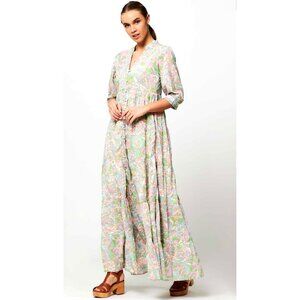 Fabienne Chapot NWT Cala Tiered Summer Maxi‎ Dress Sz 42 Med Org Cotton Spring